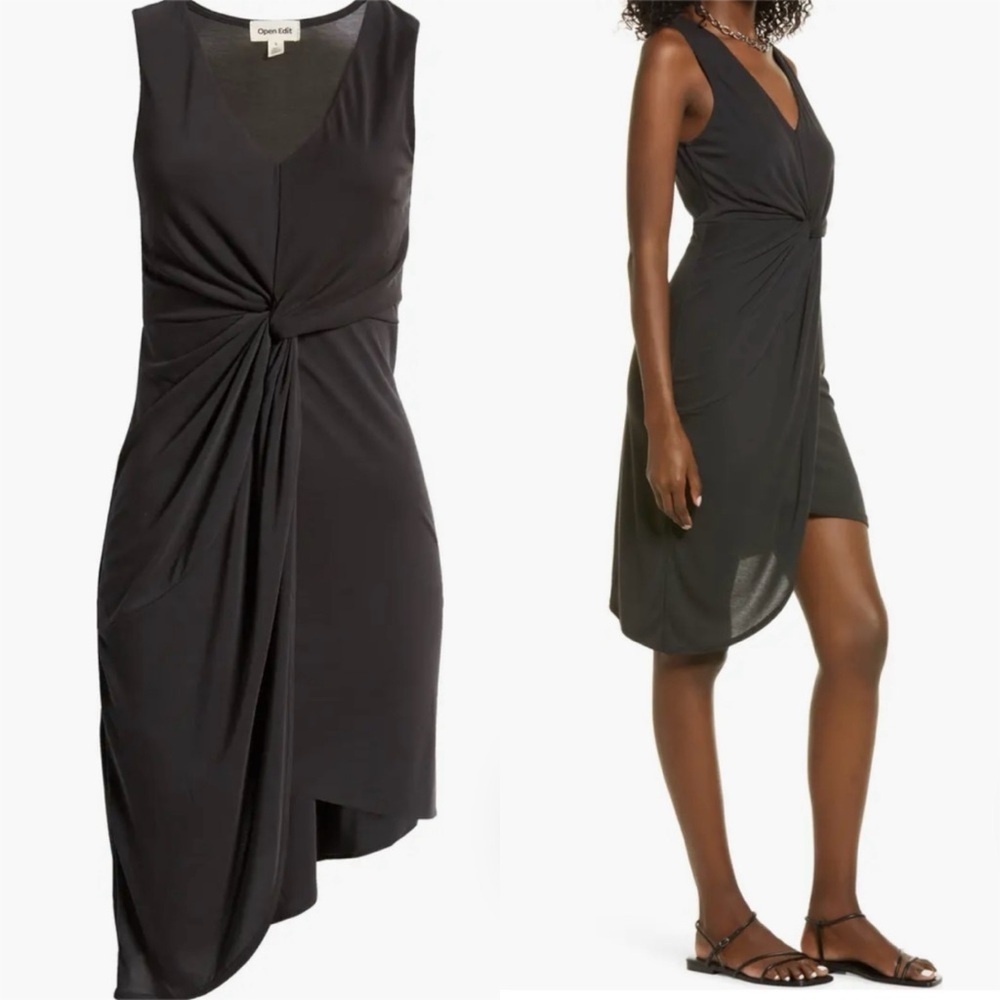 Nwt Open Edit Drape Twist V-Neck Sheath Dress Siz… - image 1